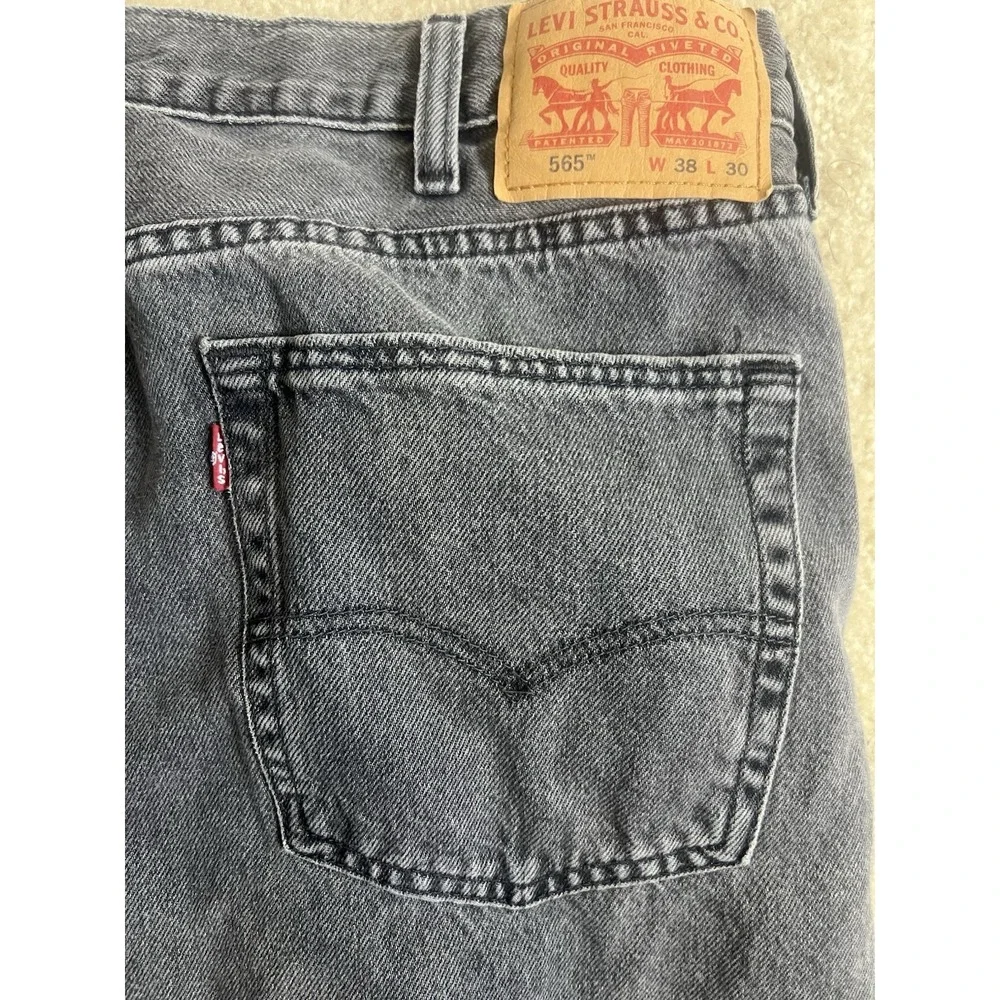 90s Levis 565 Jeans Mens 38X30 Black Loose Fit Straight‎ Leg Denim 97 Tag 36X28